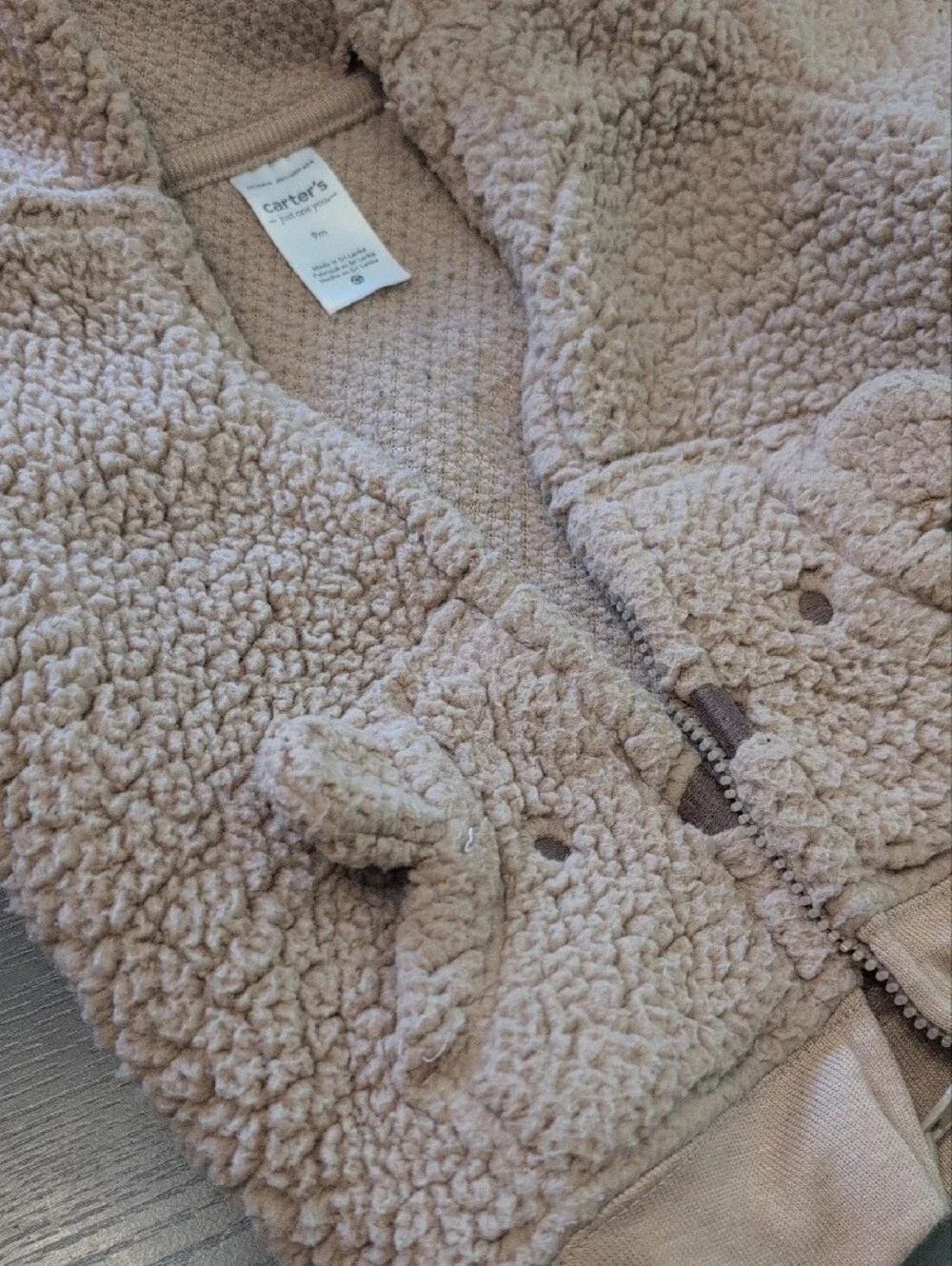 Carter's Tan Teddy Sherpa Jacket with Hooded Bear Ears